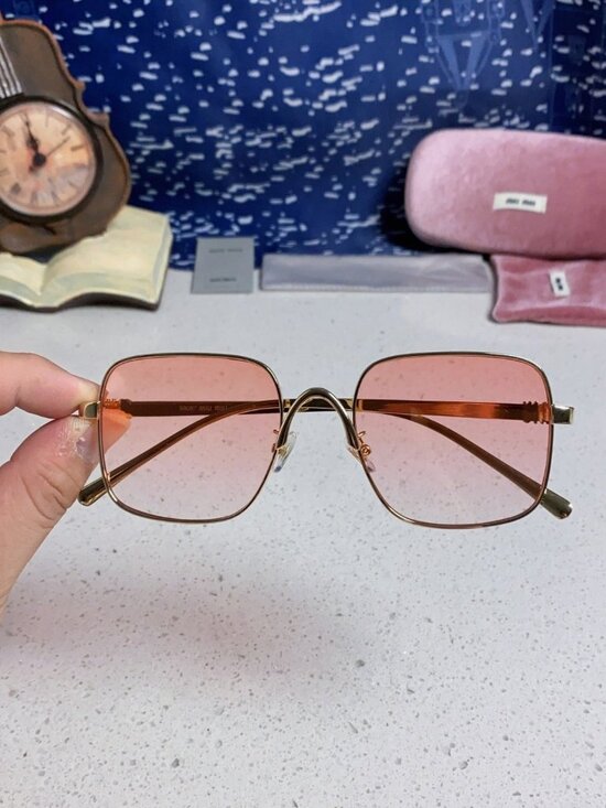 Miu Miu Oversized Square Metal-Frame Sunglasses